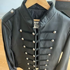 Boda skins Military leather jacket mens XS 34 NWOT